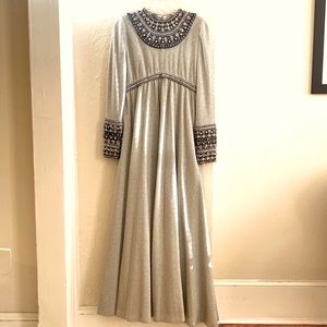 Rare Vintage 1960s 60s Lesage Couture Gaby Espana Hand Embroidery Metallic Gown